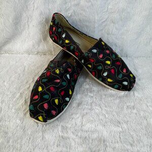 Toms Belmont Forged Iron Tree Lights Print Slip On Flats Shoes Women's Size 6